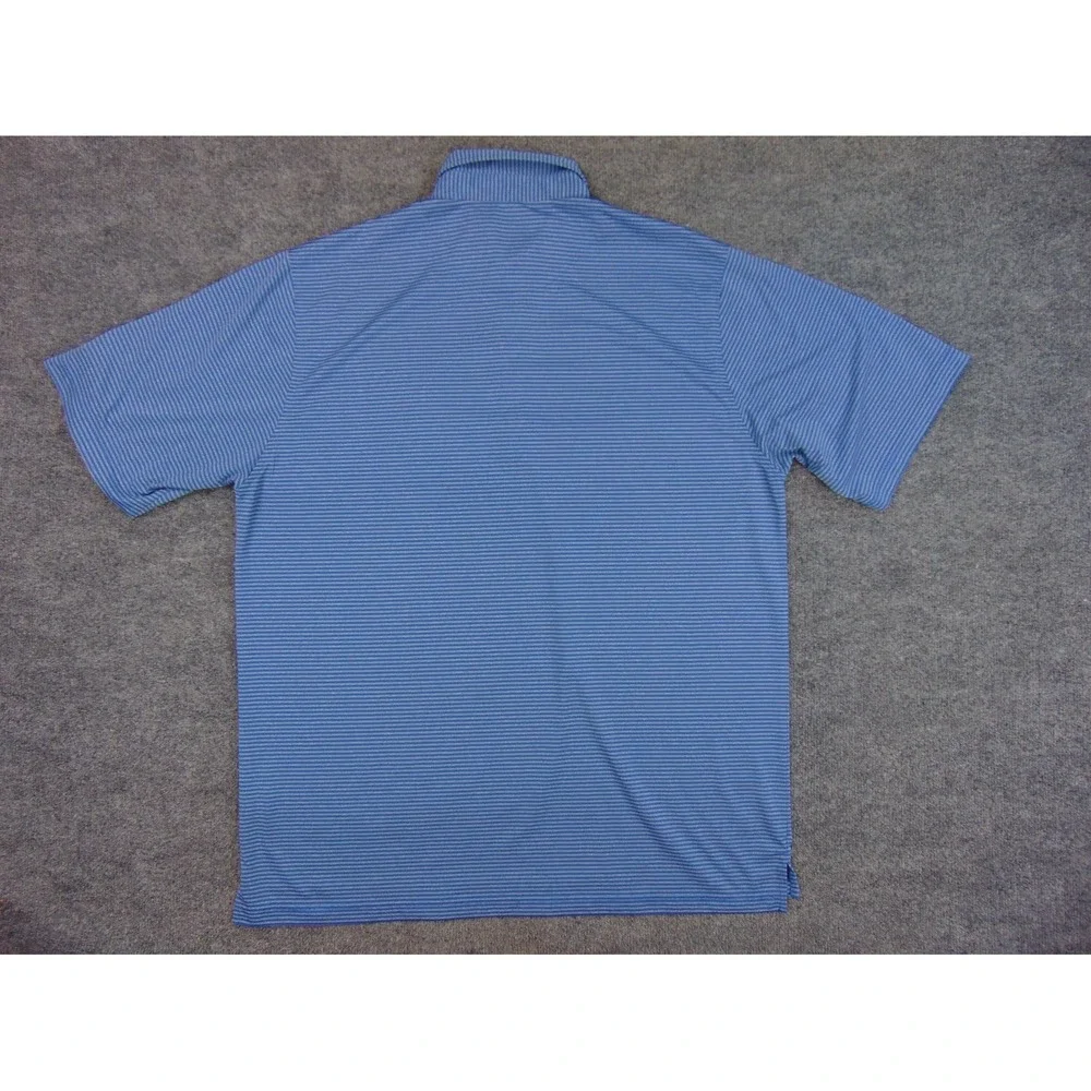 Donald Ross Polo Shirt Mens XL Blue Striped Golf Performance Short Sleeve Preppy